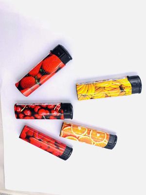 82*24.2*12.3mm 재충전 가능한 플라스틱 주황 합금 일회용 전자 부탄 가스 라이터